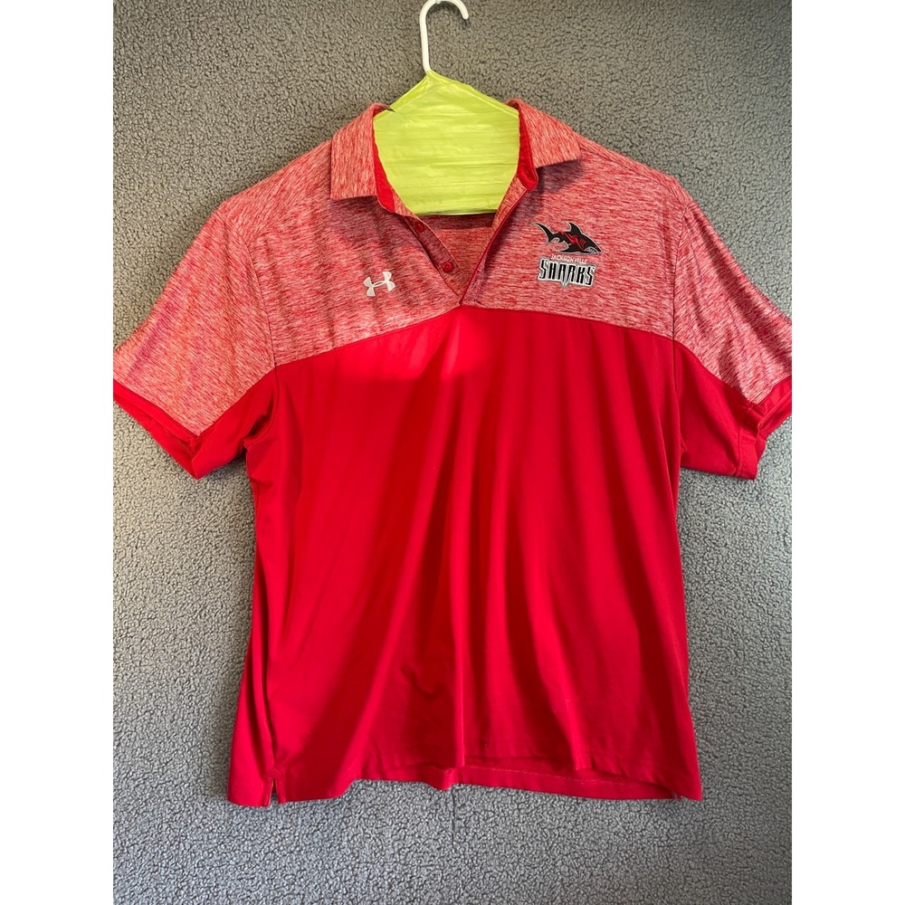 Haggar Polo Shirt Mens  Jacksonville Sharks 2XL Red Golf Short Sleeve